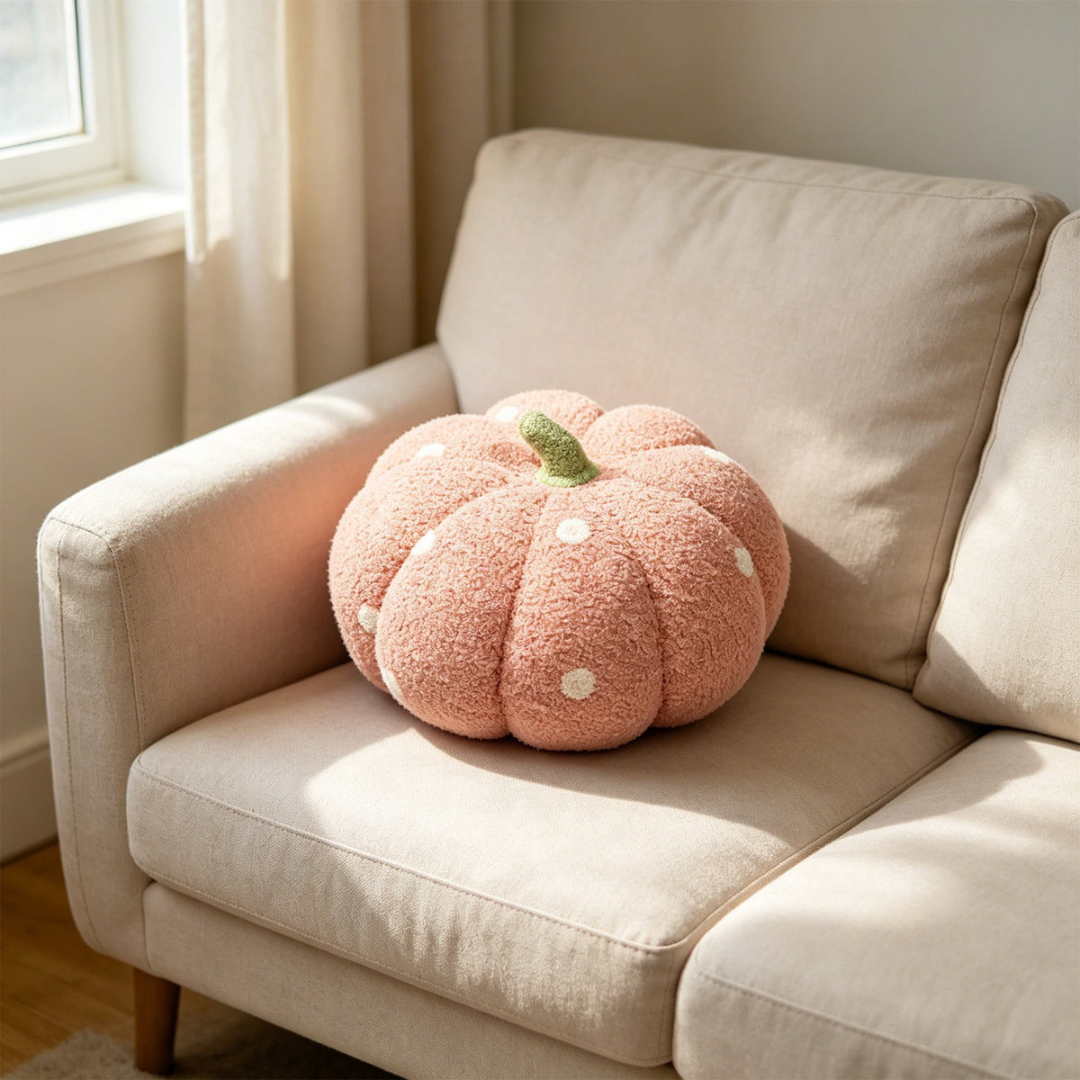 Yhmxh Soft Fluffy Pumpkin Throw Pillow, 3D Plush Sherpa Stuffed Pumpkin Cushion Decor, Cute Autumn Harvest Pumpkin Shaped Plush Toy for Sofa Couch Bed Farmhouse Thanksgiving Halloween Party Decor