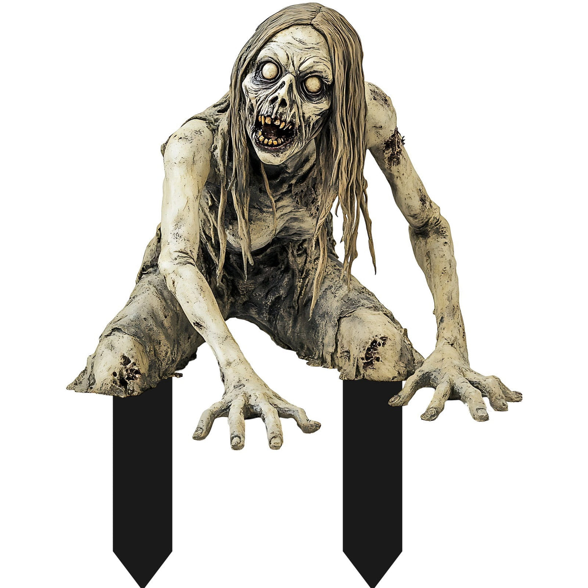 Pumpkin Head Scarecrow Zombie Halloween Decorations, Scary Outdoor Yard Lawn Graveyard Decor, Spooky Haunted House Themed 2D Yard Stake, 1 Pack