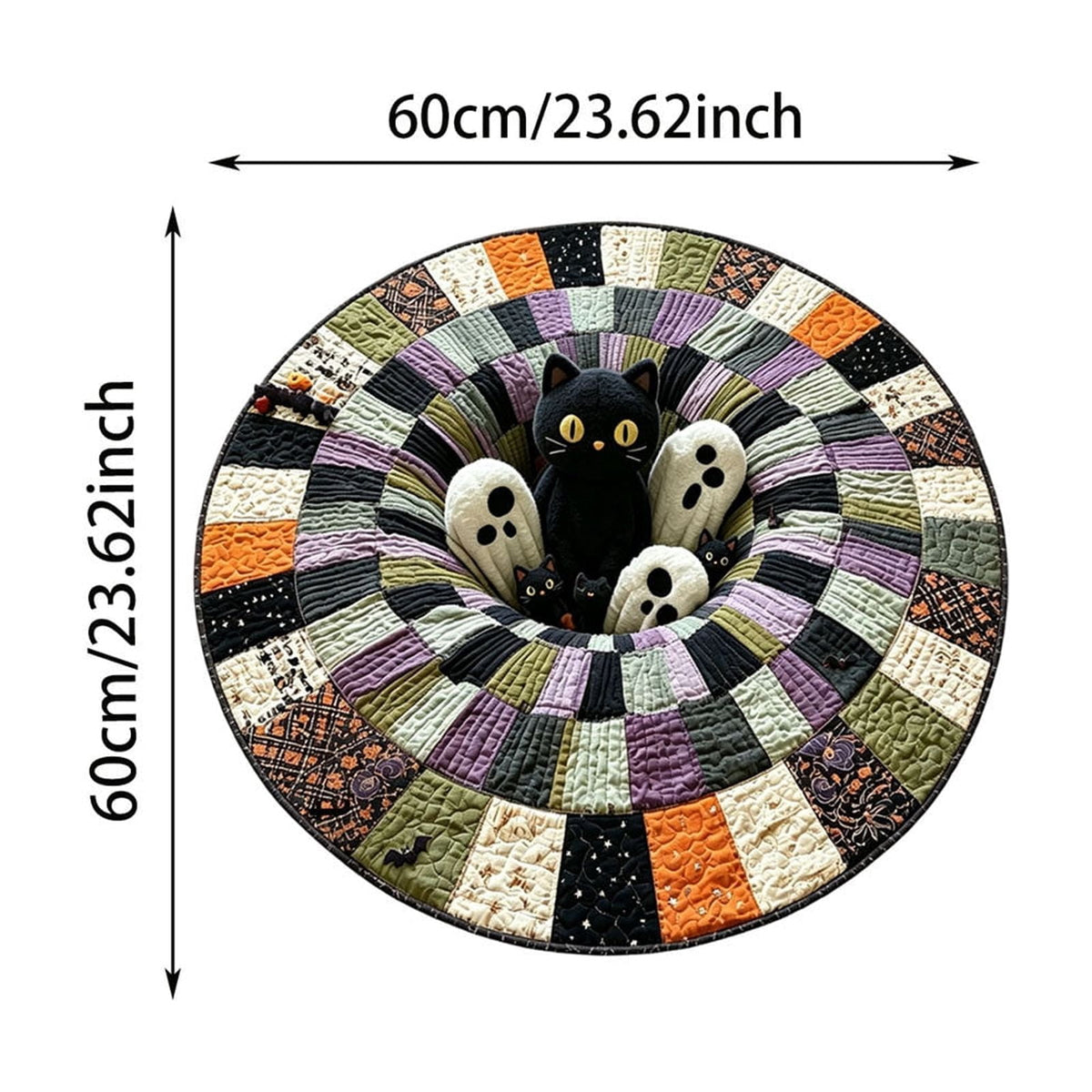 Win s Way 3D Illusion Round Halloween Rug Optical Illusion Doormat Non- Washable Entryway Decor Spooky Fall Front Door Mat for Party Decoration Available in 15.8/23.6/31.5 Inch