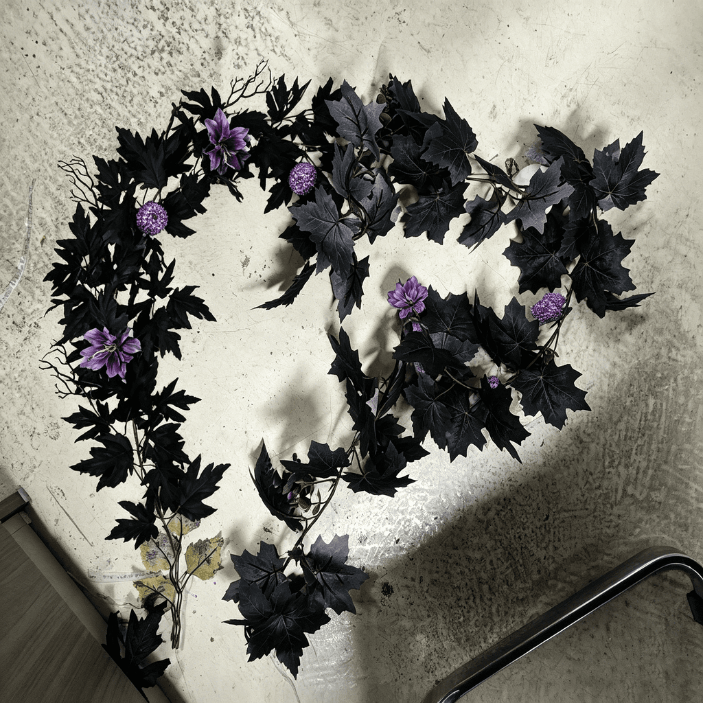 Halloween Artificial Maple Leaf Pumpkin Vine with LED Lights 67-71 Inch Lighted Fall Foliage Garland for Home Halloween Holiday Party Decor