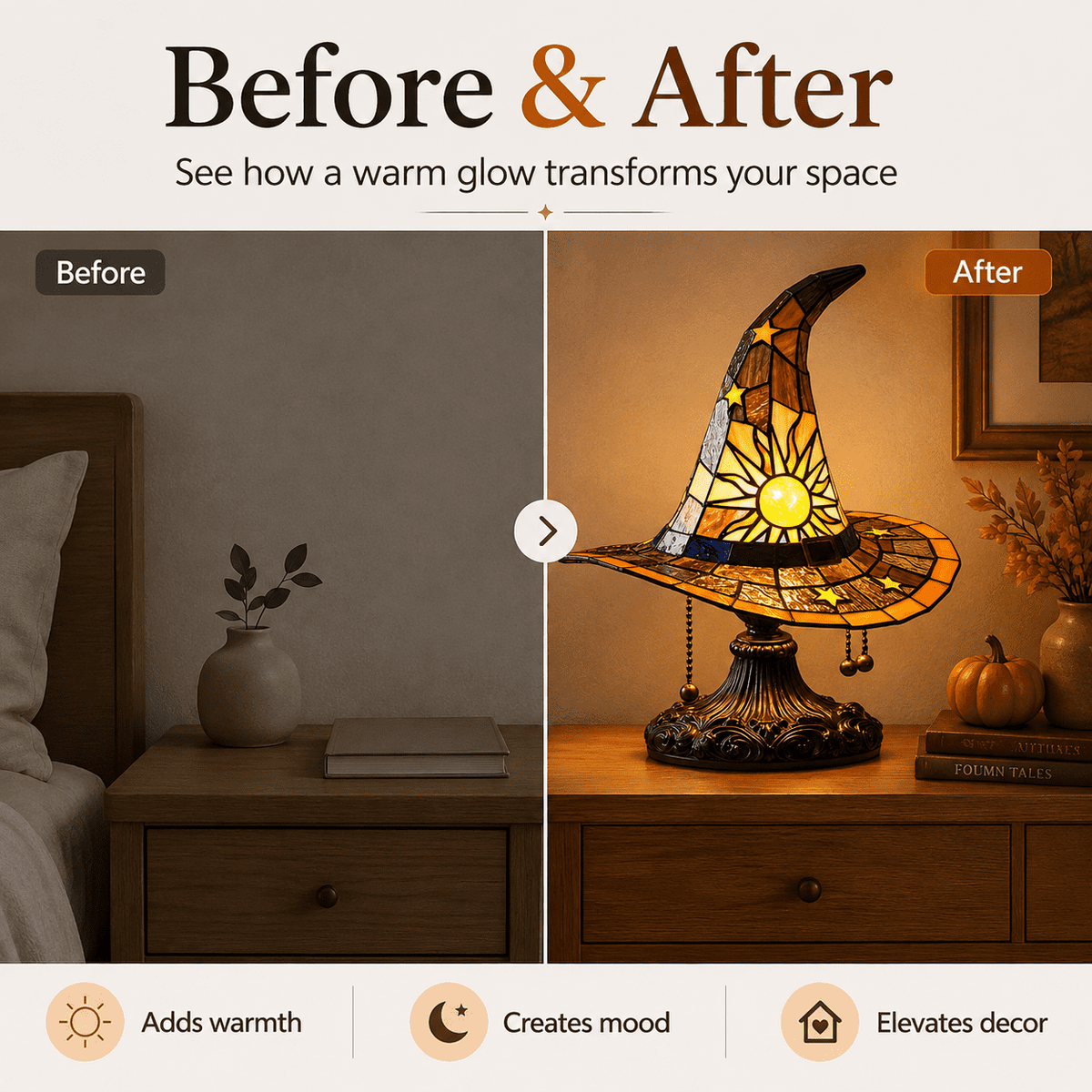 Diceymbol 11.81 Inch Halloween Ghost Night Light, Witch Hat Ghost Lamp with Jack O Lantern, Halloween Decorations Indoor for Table Mantel Party Decor