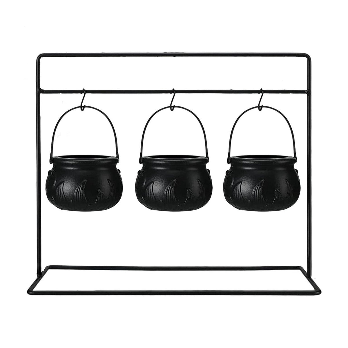 Halloween Witches Cauldron Serving Bowls Set of 3 on Rack - Black , Skeletons, Candy Punch Bowl, for Home Kitchen Indoor Outdoor, Party Decor, for Halloween Supplies