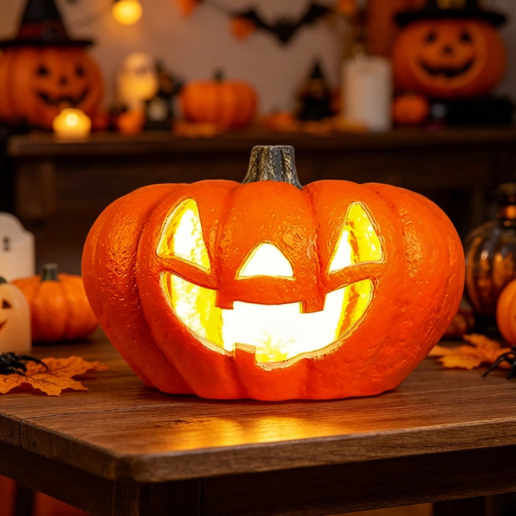 LEFXSMR Pumpkin Light, Glowing Large Plastic Pumpkin Decor with Led Lights, Waterproof Halloween Light for Yard Garden Outdoor Indoor Decor