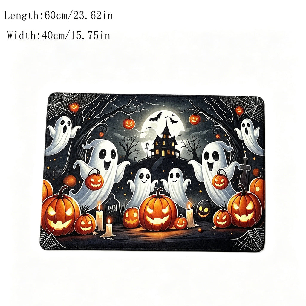 Halloween Celebration Doormat 16x24 Inch, Spooky Ghost Entrance Mat for Front Porch Indoor Outdoor, B