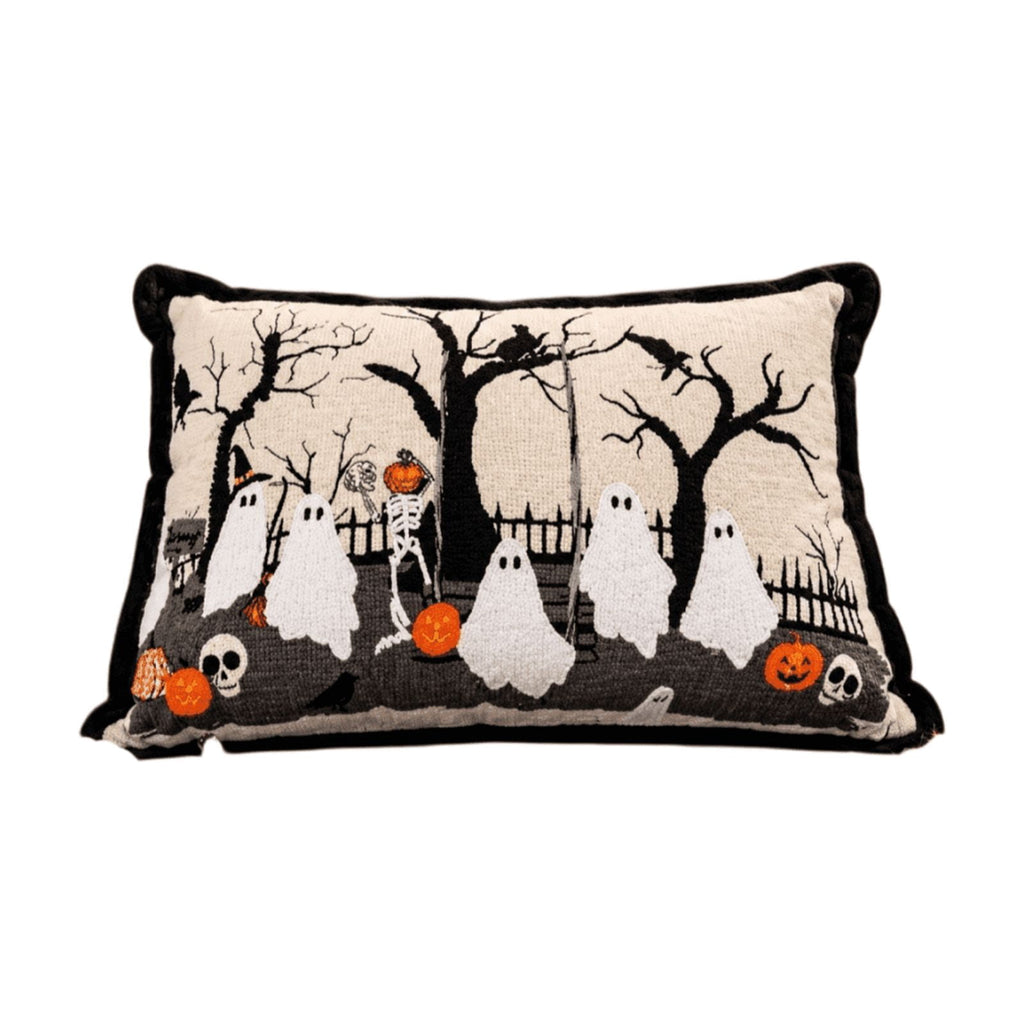 Cute Reading Ghost Plush Throw Pillow, Halloween Book & Pumpkin Bucket Ghost Stuffed Cushion, Spooky Season Decorative Pillow, for Sofa, Bedroom, Party Decor