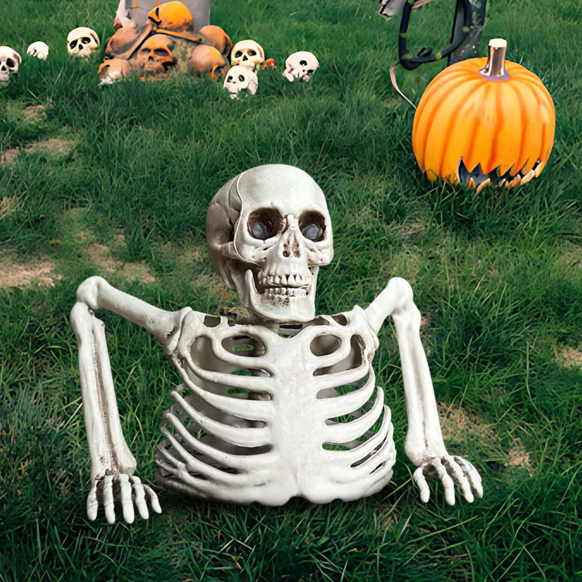 Diceymbol Halloween Ground-Breaking Skeleton Bust Spooky Decor for Patio Yard Home Halloween Home Decorations 10 Inch