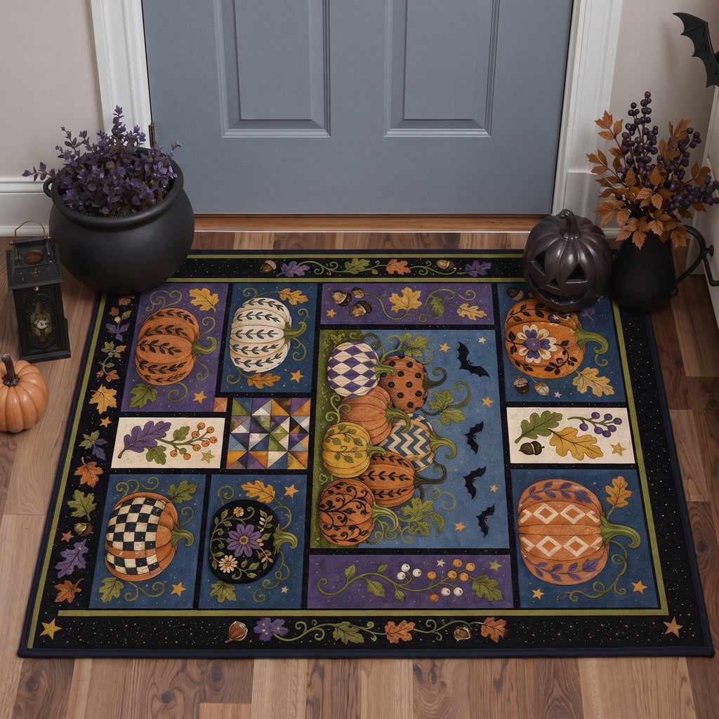 GENIMO 2'x3' Halloween Doormat, Washable Non Slip Soft Gothic Castle Outdoor Door Mat for Front Door Covered Porch Patio Entryway, Antique Gold