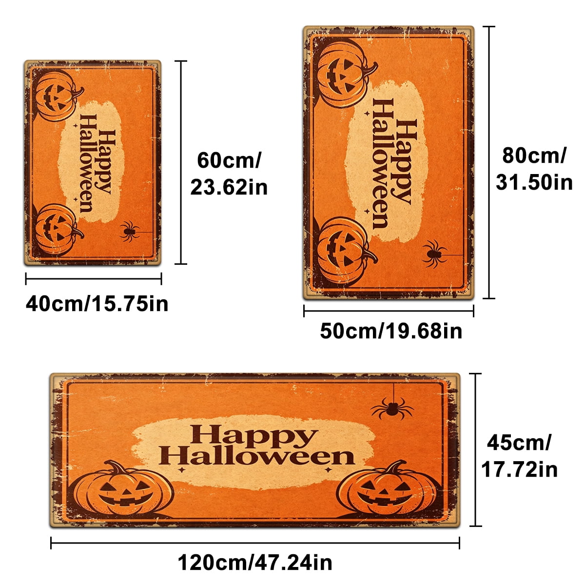 YIMEIS Halloween Orange Pumpkin Lantern Soft Non-slip 1Pc Flannel Mat and Kitchen Rugs,16''x24'',for Bathroom Entryway Bedroom