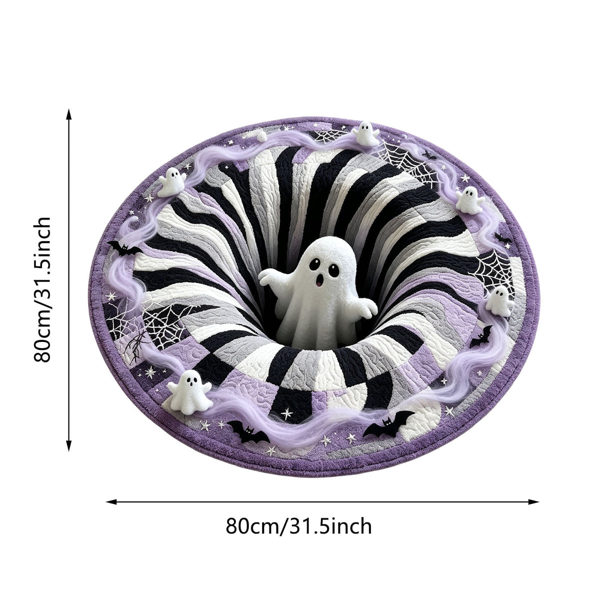 Win s Way 3D Illusion Round Halloween Rug Optical Illusion Doormat Non- Washable Entryway Decor Spooky Fall Front Door Mat for Party Decoration Available in 15.8/23.6/31.5 Inch