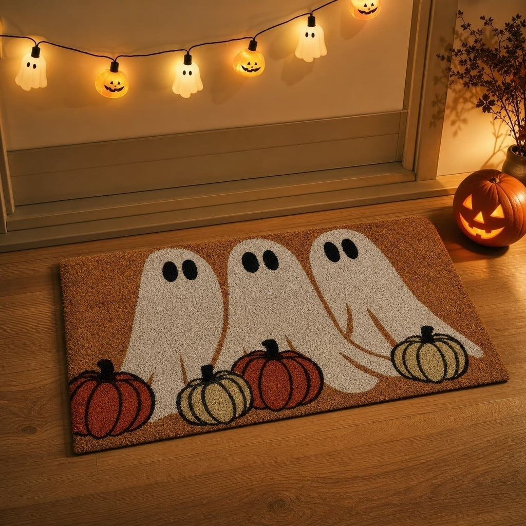 Clearance Natural/Black Floral Bird Outdoor Coir Doormat, 30" x 18"