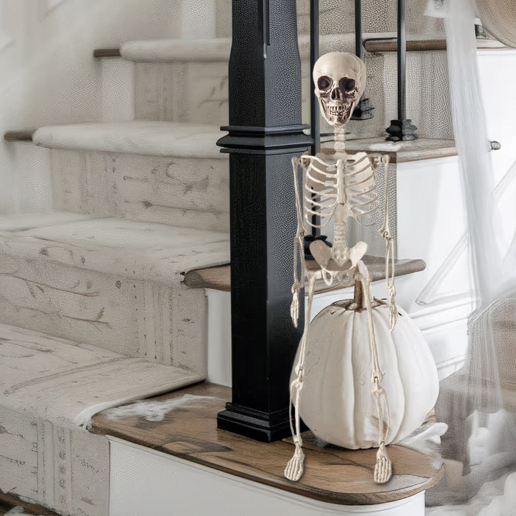 Fankiway Halloween Movable Skeleton Human Model Skull Full Body Mini Figure Toy , Decorations Skull Full Body Realistic Faux Human Skeleton Skull Decor