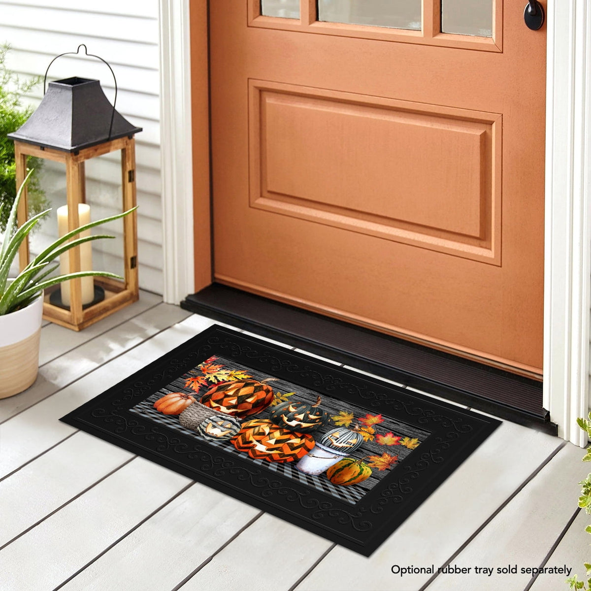 Briarwood Lane Halloween Patterned Jack O Lanterns Mini Mat 22x10 Indoor Outdoor For Halloween Doormat