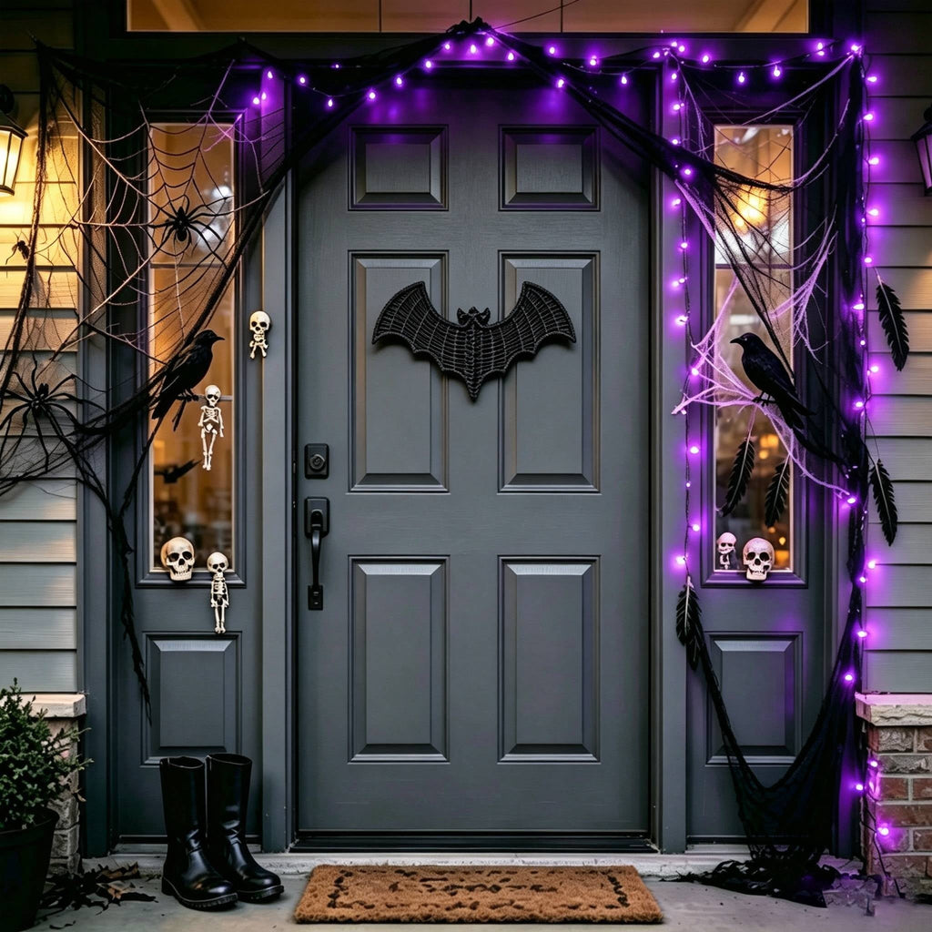 Black Rattan Wall Decoration, Halloween Wicker Bat Art, Indoor and Outdoor Festive Decor, Durable Plastic Material