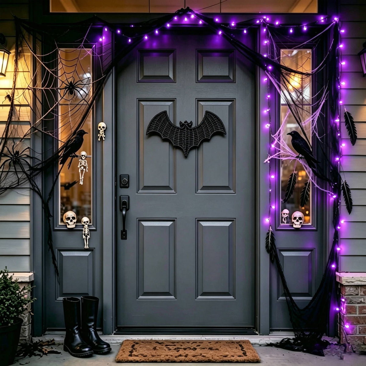 Black Rattan Wall Decoration, Halloween Wicker Bat Art, Indoor and Outdoor Festive Decor, Durable Plastic Material
