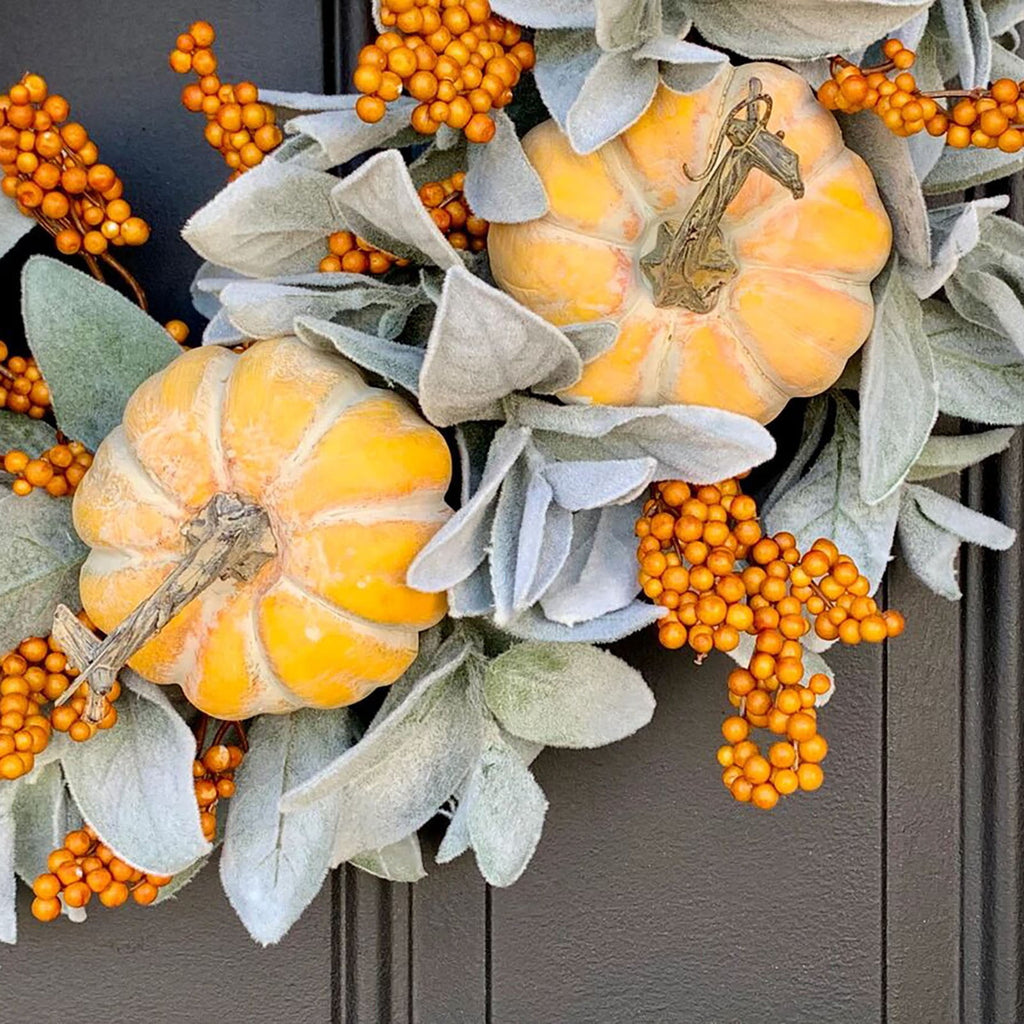 PPKVUFD Fall Decorations for Home - Fall Decor - 18 Inch Autumn Fairytale Pumpkin Foliage Maple Leaf Rose Wreath for Thanksgiving Halloween Farmhouse Harvest Front Door Outdoor Indoor Window Wall