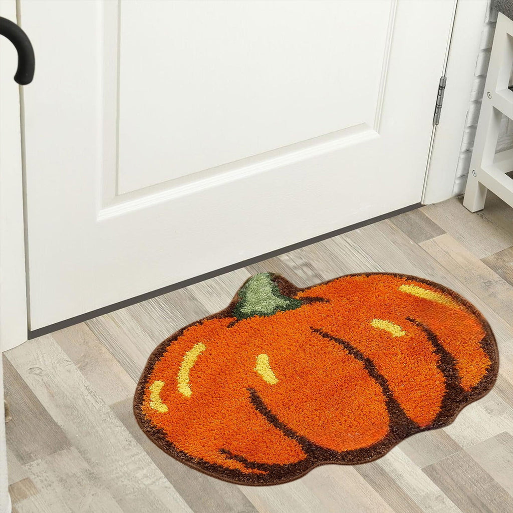 Yhmxh Halloween Bathroom Rugs, Halloween Pumpkin Bath Mats, Farmhouse Halloween Rugs for Bathroom Decorations for The Home, Holiday Cute Pumpkin Decor Non-Slip 15.7x23.6 Inches