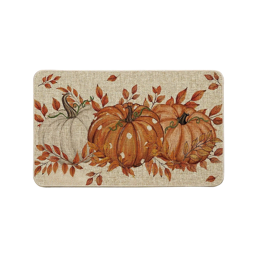 Halloween Door Mat Pumpkin Absorbent Skidproof Mat 23.62x15.35in Polyester Skidproof & Water Absorbent for Front Door Bathroom Kitchen Entryway Halloween Door Mat by MPOISVA