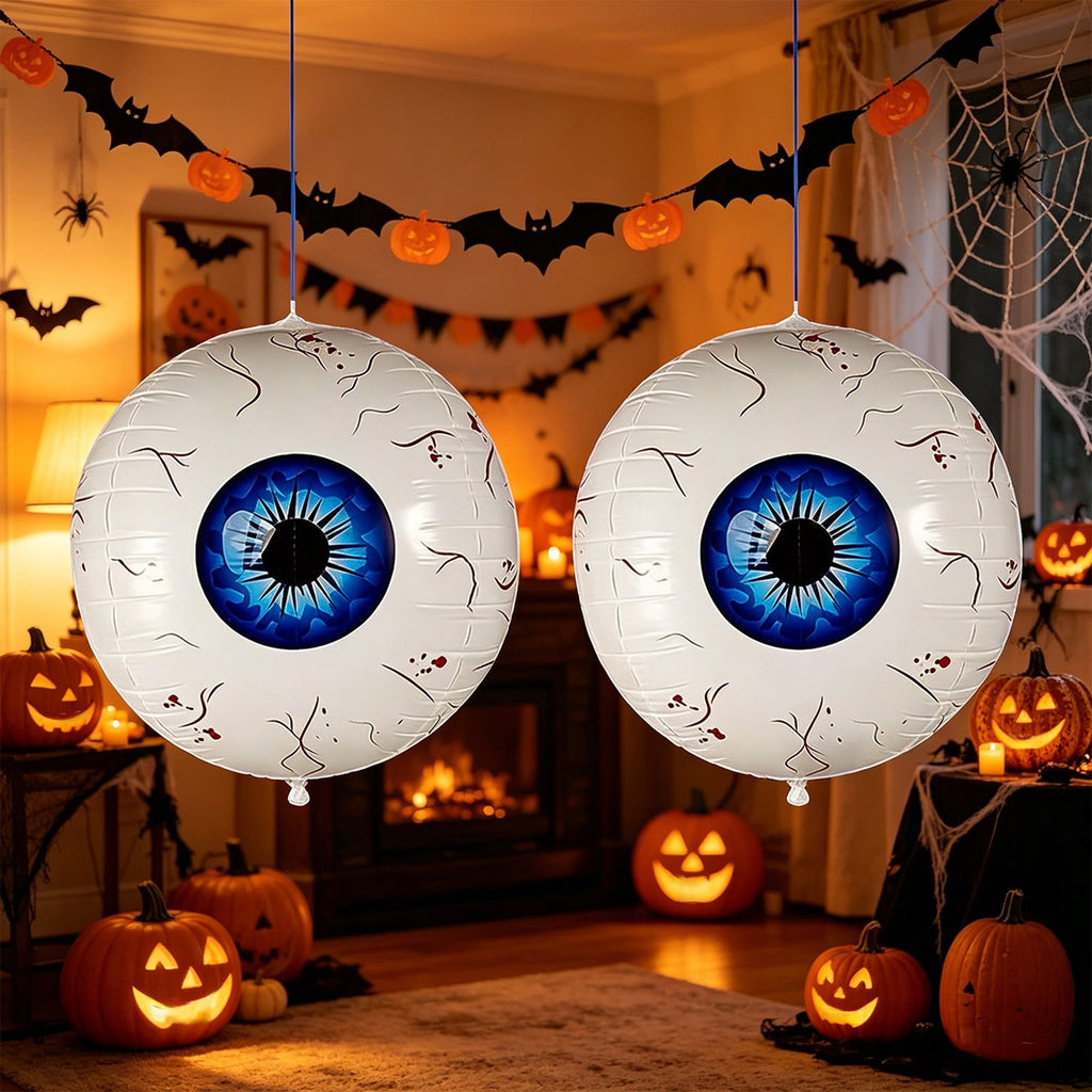 Halloween Decoration Outdoor Clearance Under $5.00!2PCS Halloween Inflatable Eyeball Decorations Bloodshot Eyeball Balloons Set Hanging Horror Eye Ornaments For Halloween Yard Window Party Decor
