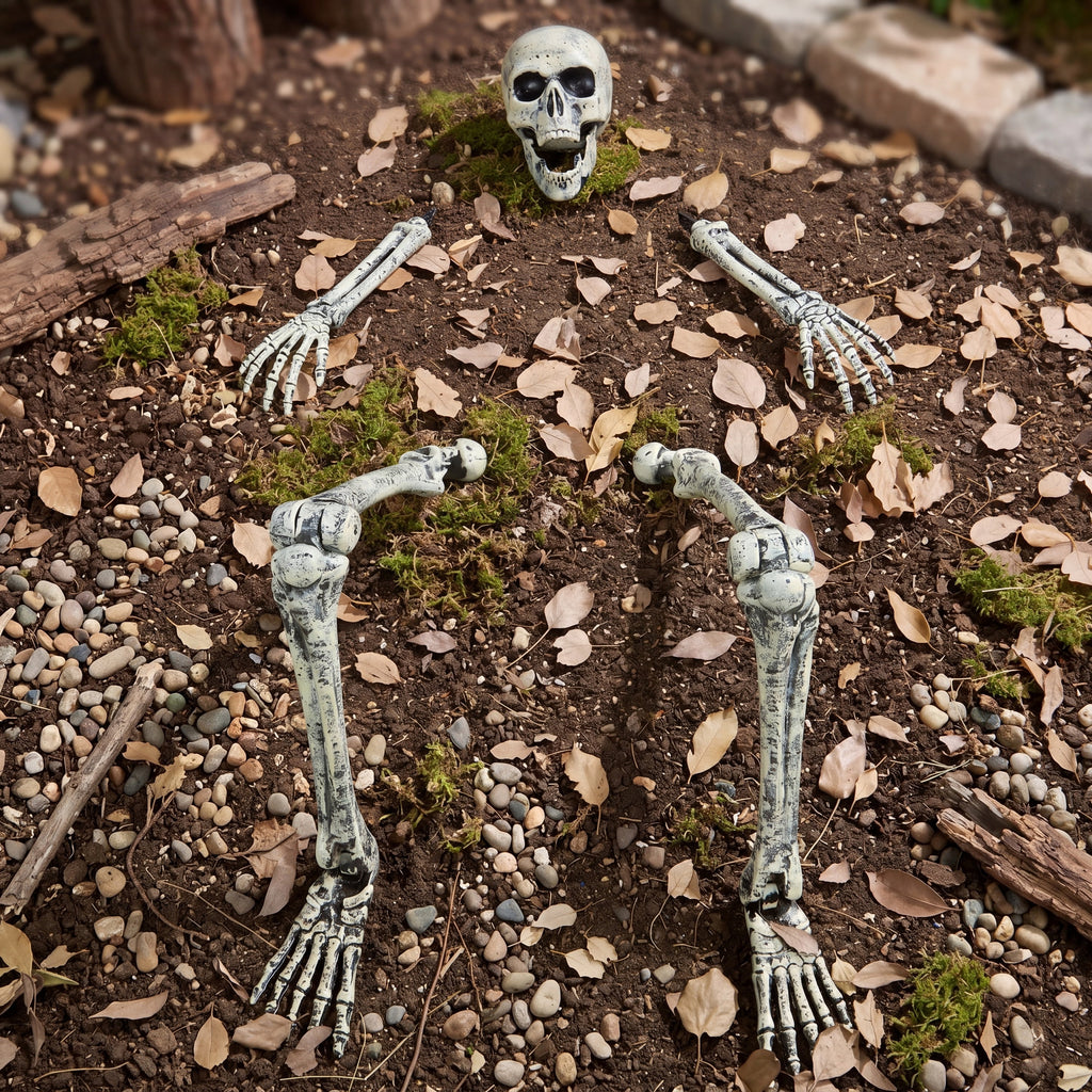 Joyfy 2 Pack Skeleton Hands Halloween Decoration Outdoor,13 inch Bloodstain Zombie Arm with Ground Stakes, Fake Arm Hands Prop Groundbreaker for Halloween Graveyard Lawn Decor