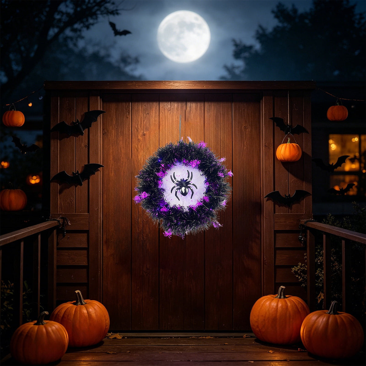 Hotyverty Halloween Wreath for Front Door, 13.77 Inch, Skull With Black Bow Wreath Halloween Decorations For Covered Outdoor Door & Farmhouse Gothic Home Ornament
