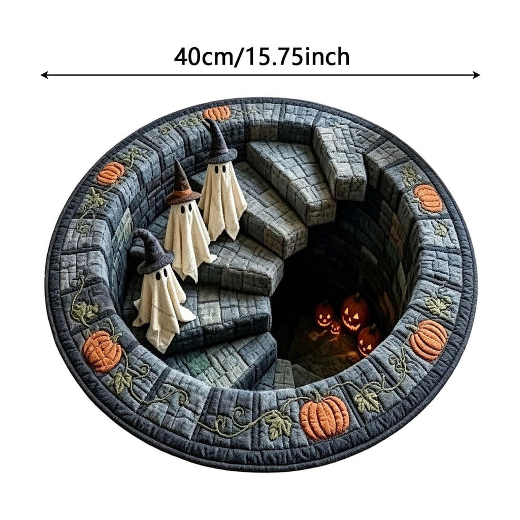 Win s Way 3D Illusion Round Halloween Rug Optical Illusion Doormat Non- Washable Entryway Decor Spooky Fall Front Door Mat for Party Decoration Available in 15.8/23.6/31.5 Inch