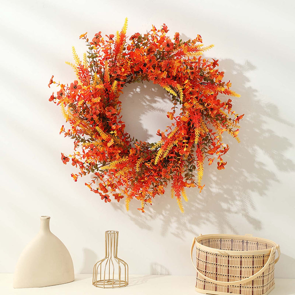 YIKA Halloween Decoration Fall Peony And Pumpkin Wreath Colorful Decorative Garland Home Decoration And Ornaments Suitable For Decoration In Multiple Scenarios F3Halloween Yard Decor