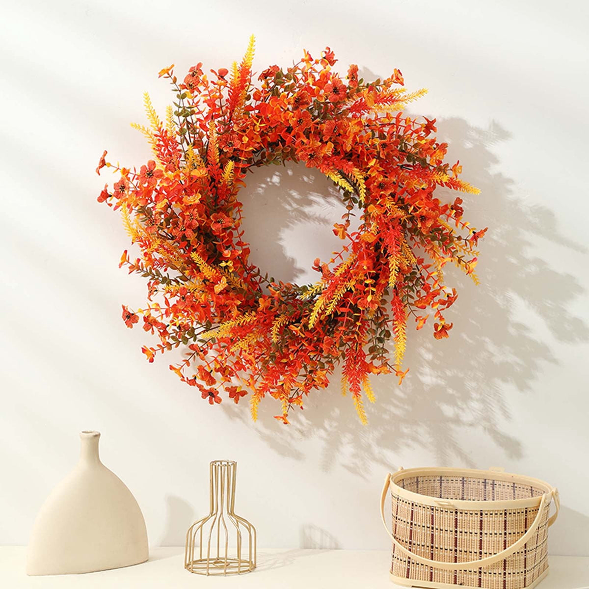 YIKA Halloween Decoration Fall Peony And Pumpkin Wreath Colorful Decorative Garland Home Decoration And Ornaments Suitable For Decoration In Multiple Scenarios F3Halloween Yard Decor