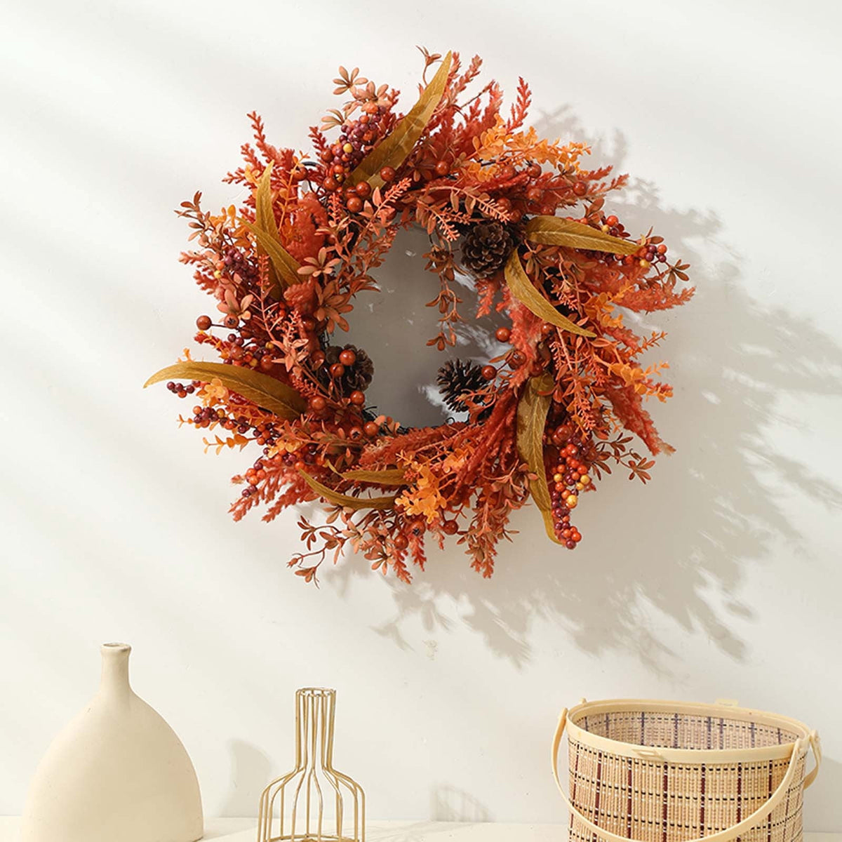 YIKA Halloween Decoration Fall Peony And Pumpkin Wreath Colorful Decorative Garland Home Decoration And Ornaments Suitable For Decoration In Multiple Scenarios F3Halloween Yard Decor