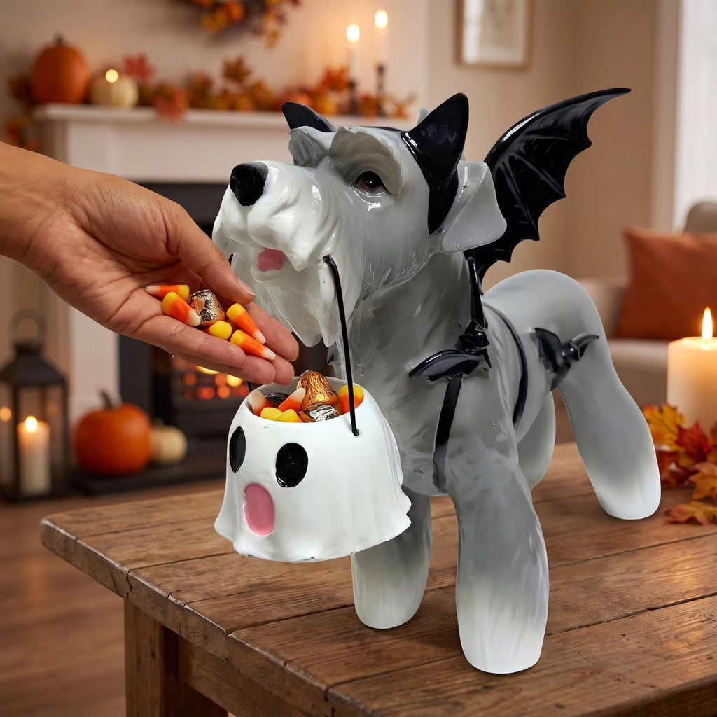 2026 New Halloween Light‑Up French Bulldog Figurine, Shark Outfit Dog Statue with Glowing Pumpkin, Waterproof Resin Table Holiday Decorations, Cute Spooky Halloween Decorations for Porch Yard Home