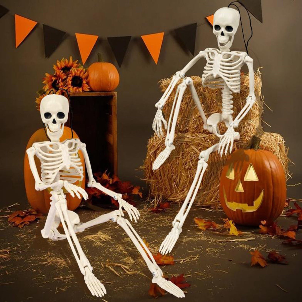 Realistic White Plastic Half Torso Skeleton Tabletop Prop, Detailed Human Half Skeleton Halloween Desktop Decor, Weatherproof Indoor Outdoor Reusable Spooky Party Ornament