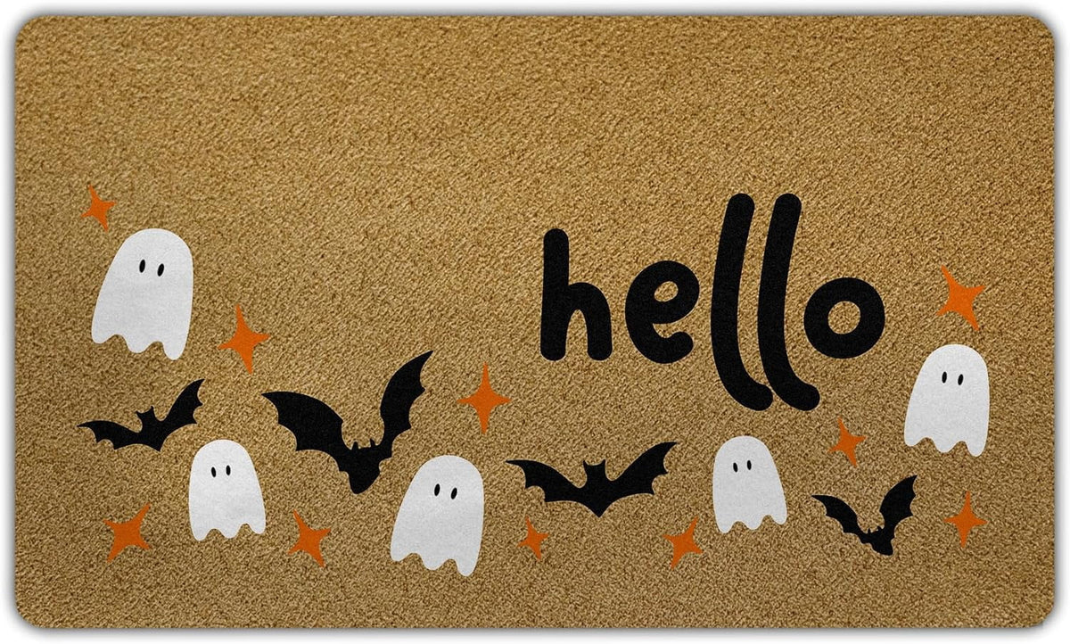 Halloween Doormat Welcome Ghost Outdoor Welcome Mats for Front Door Non Slip Ghost Floor Mat Halloween Rug for Outside Front Porch Entryway Decor