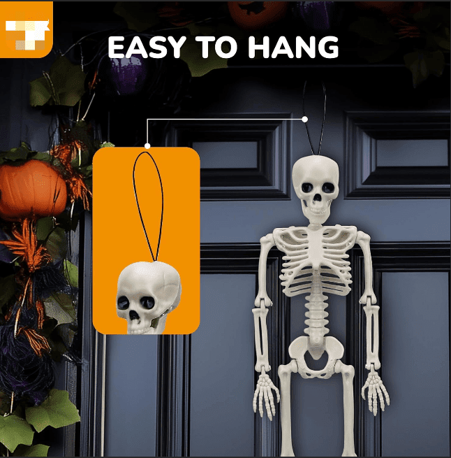 4 Pack Posable Halloween Skeleton Decorations 16 Inch for Indoor Outdoor Yard