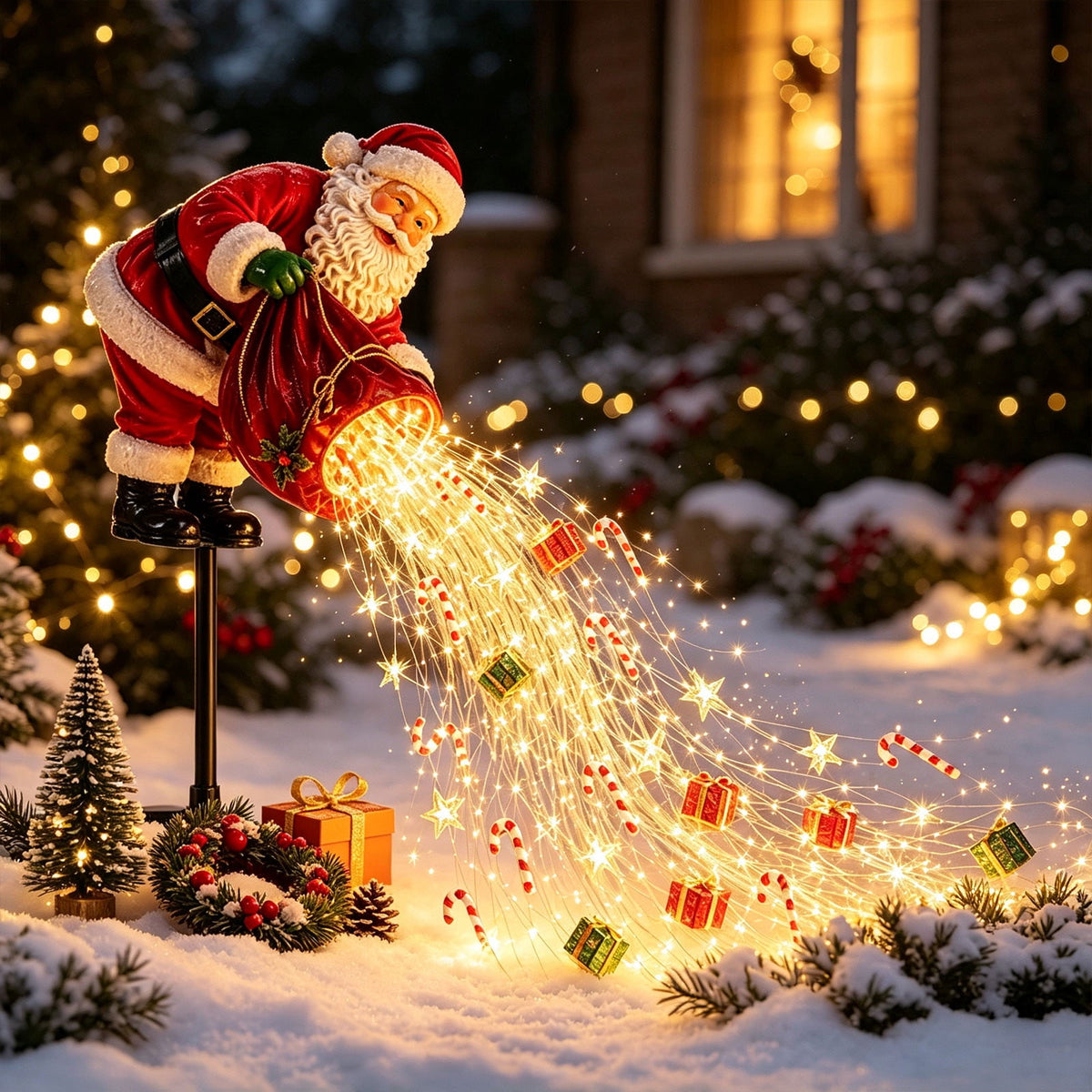 Luckky Christmas Bell Cascade Solar Yard Light,Solar Powered Flowing Star Bell Stake Light,Warm Yellow Outdoor Holiday Decor for Christmas Yard Decor（1 Pack）