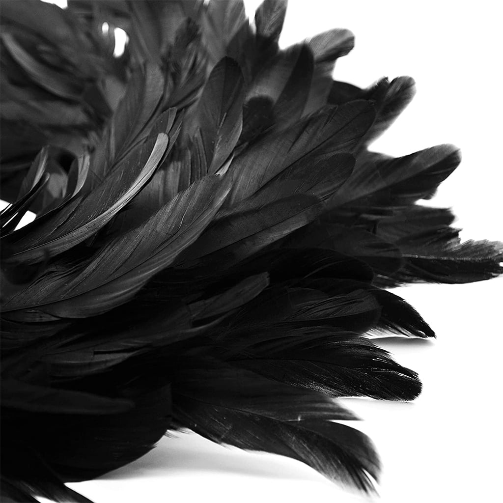 Milue 15.7in Natural Feathers Wreath Front Door Black Feather Wreath Spooky Scene Party Favors for Porch Halloween Decoration
