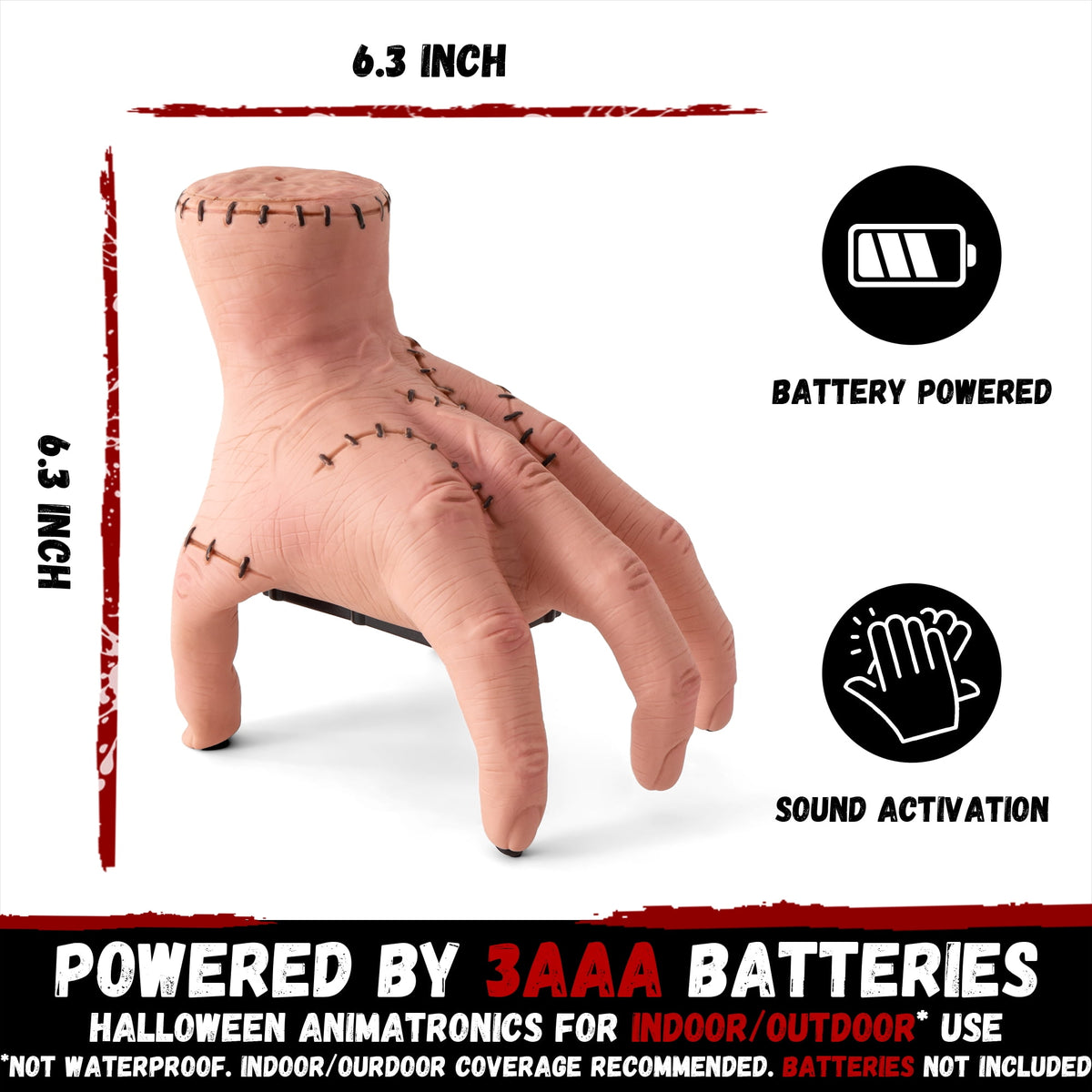 ELAMAS Halloween Animatronics Thing Hand Decorations, Sound Activated Crawling Hand with Creepy Sound Scary Walking Zombie Hands for Indoor Outdoor Yard Halloween Party Decor Haunted House Props