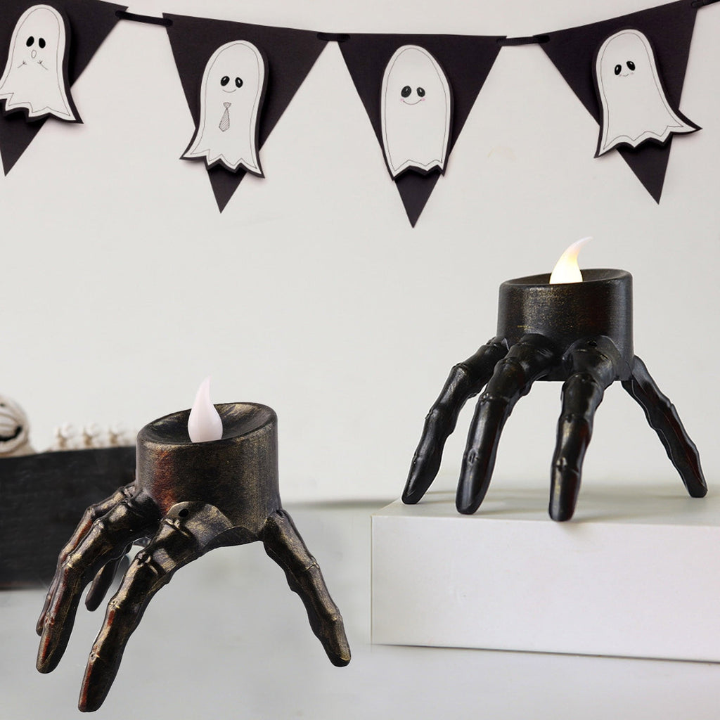 Halloween Spooky Skeleton Hand Candle Flameless Candle Lamp Scary Spooky Candle Halloween Decoration Lights