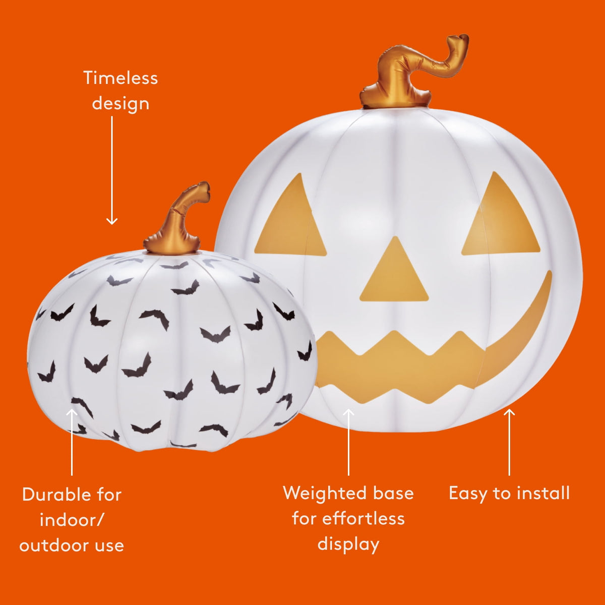 FUNBOY Inflatable Pumpkin Halloween Decorations Outdoor 2-Pack