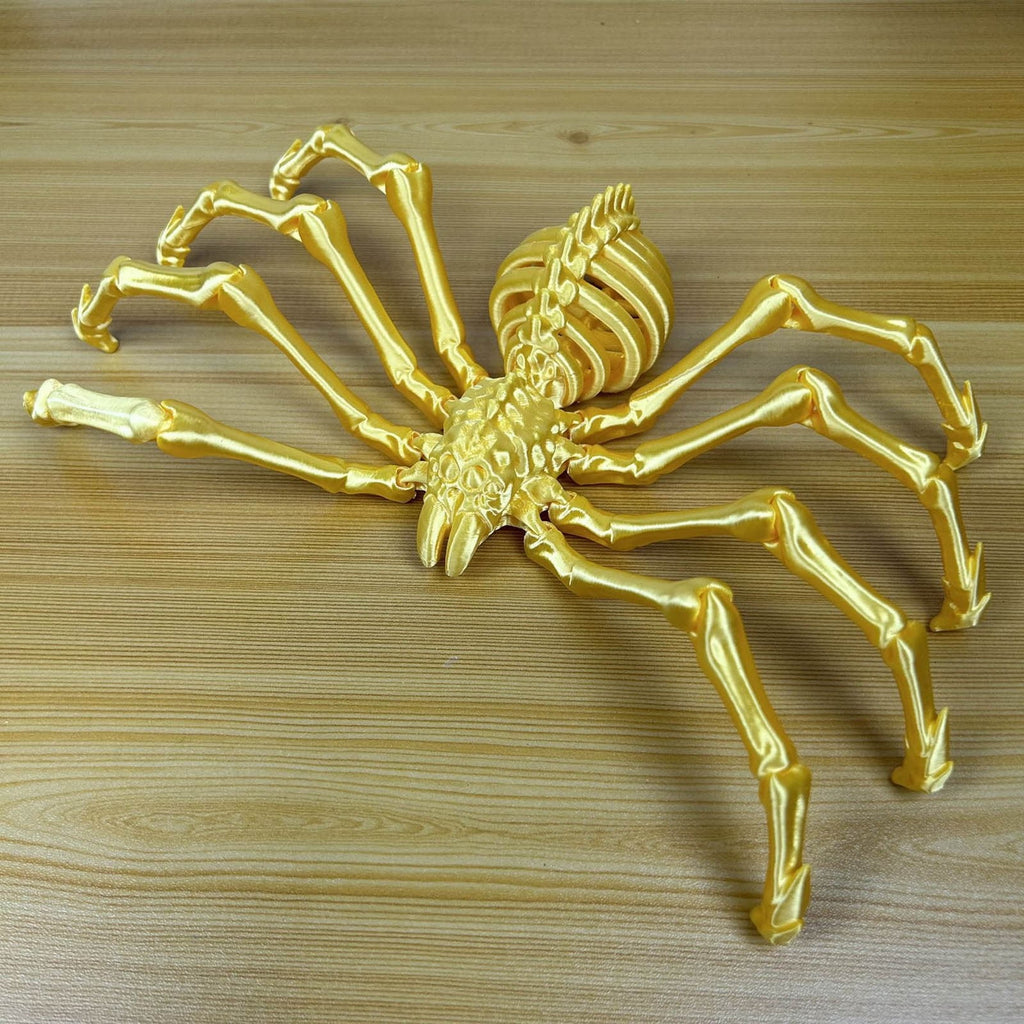 3D Printed Hell Skeleton Wolf Spider, Movable Contraction Spider Toy Ornament, Halloween Spider Decorations, Desktop 3D Printed Wolf Spider Toy for Halloween Decor