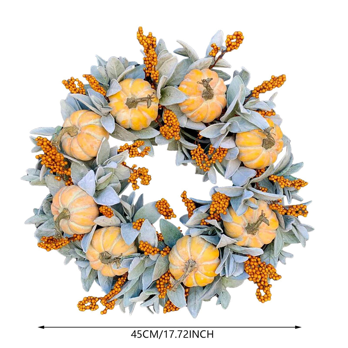 PPKVUFD Fall Decorations for Home - Fall Decor - 18 Inch Autumn Fairytale Pumpkin Foliage Maple Leaf Rose Wreath for Thanksgiving Halloween Farmhouse Harvest Front Door Outdoor Indoor Window Wall