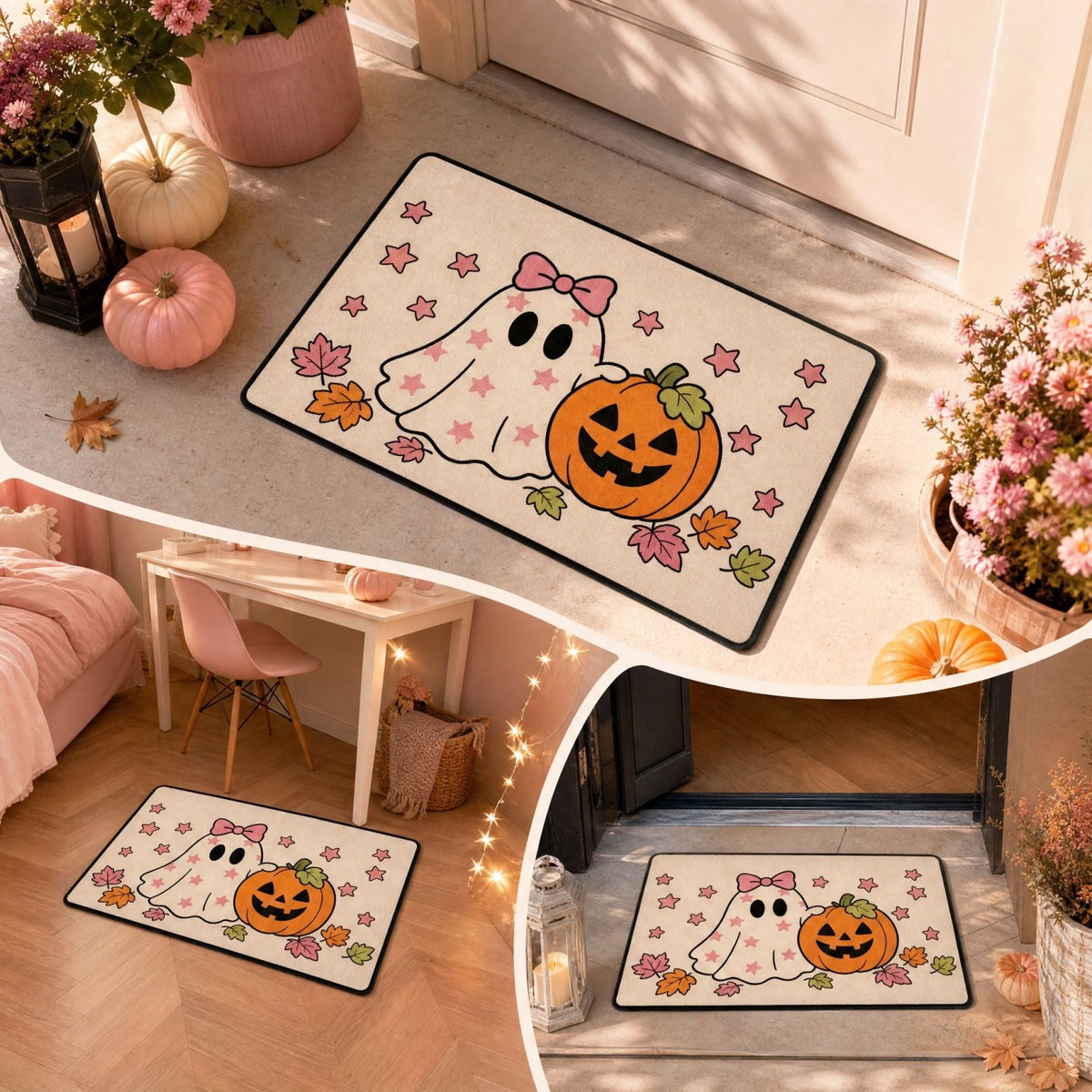 AuroraX Halloween Ghost Decor Outdoor Halloween Decoration Courtyard Tabletop Desktop Haunted Halloween Decoration for Yard Garden Pink