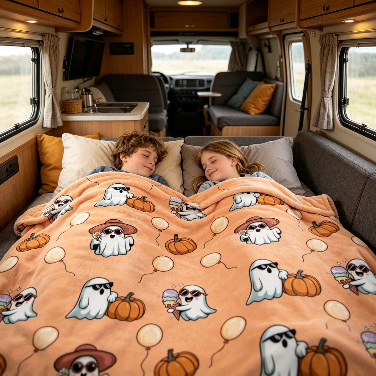 Halloween blanket,Halloween Print Throw Blanket Flannel Soft Cozy Decorative Nap Blanket with Ghost Pumpkin Skull for Office Bedroom Sofa Camping Travel(100x150cm/39x59 Inch),Black