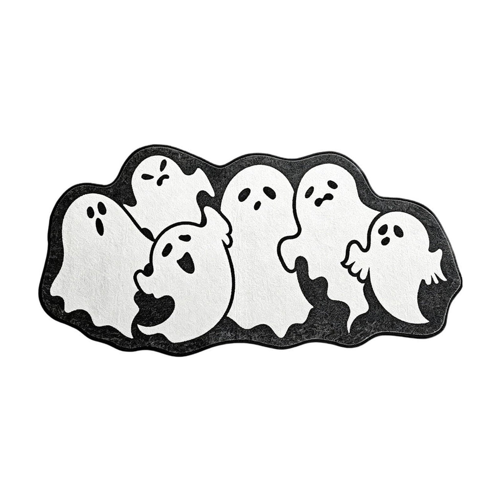 Lypsnake Patchwork Ghost Shaped Doormat,Vintage Stitched Fluffy Fabric Ghost Mat, Halloween Floor Carpet for Front Door Entrance Shower Room Fireplace Farmhouse Layout