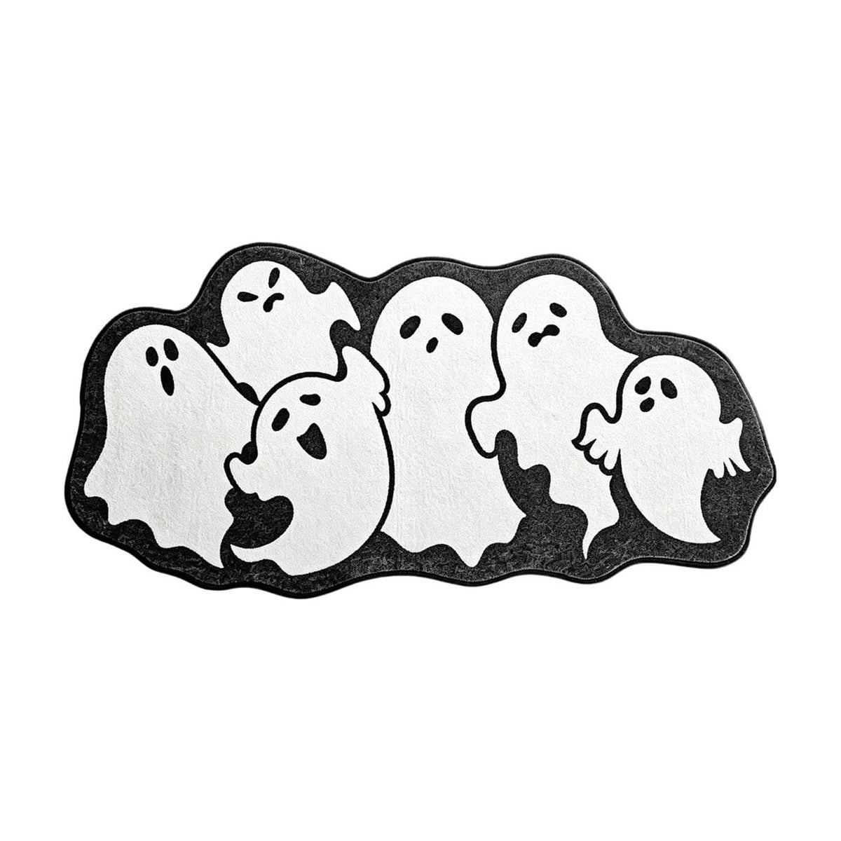 Lypsnake Patchwork Ghost Shaped Doormat,Vintage Stitched Fluffy Fabric Ghost Mat, Halloween Floor Carpet for Front Door Entrance Shower Room Fireplace Farmhouse Layout