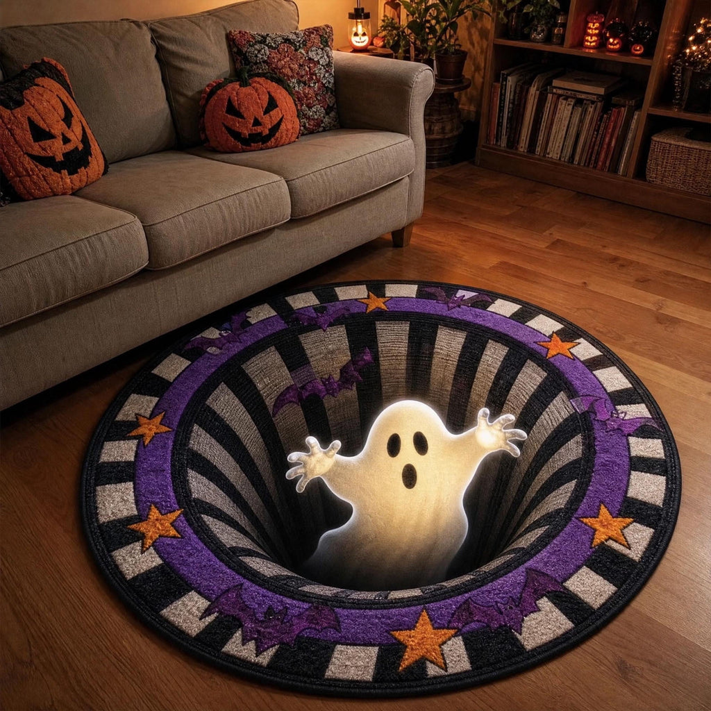 Win s Way 3D Illusion Round Halloween Rug Optical Illusion Doormat Non- Washable Entryway Decor Spooky Fall Front Door Mat for Party Decoration Available in 15.8/23.6/31.5 Inch