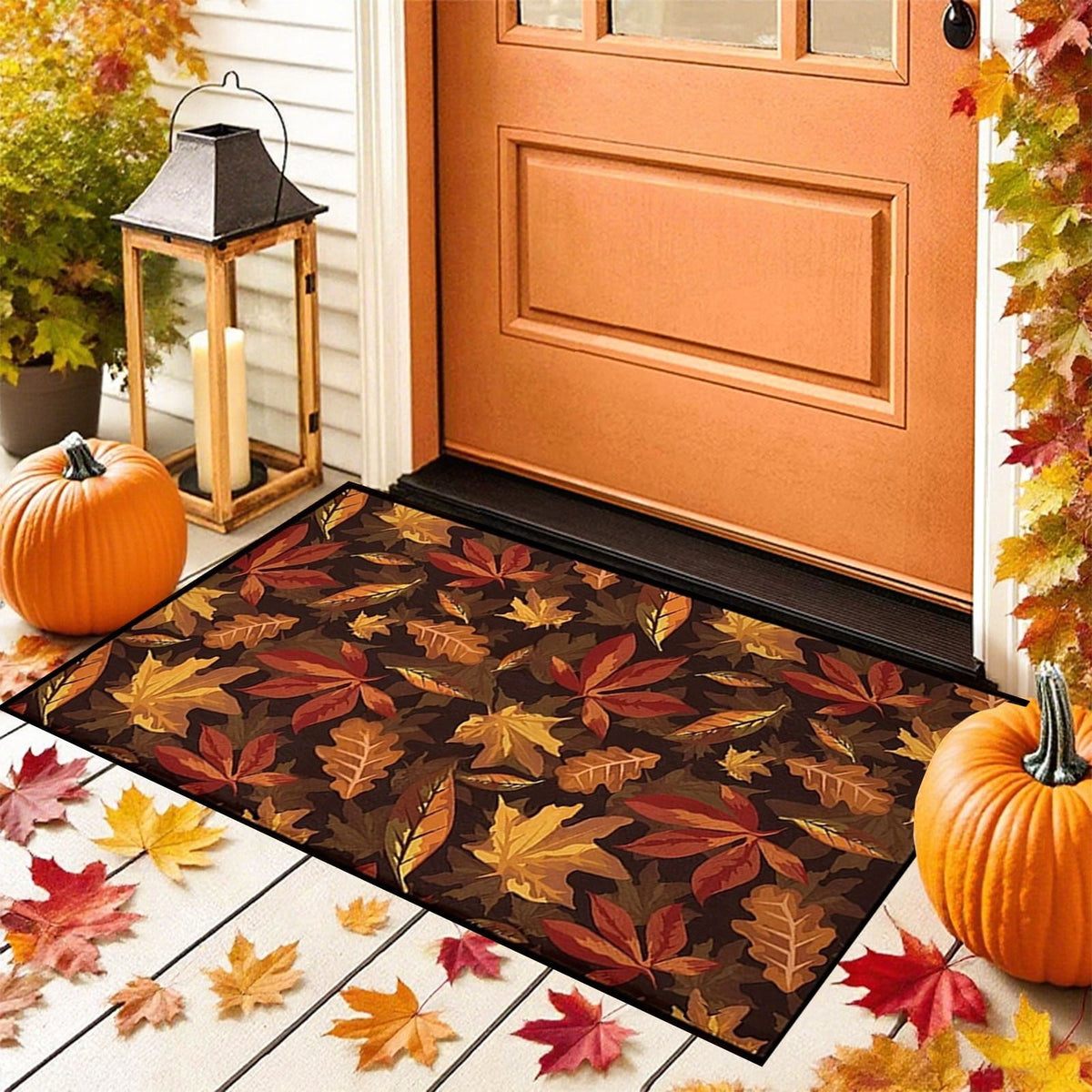 Twfbrm Fall Welcome Doormat, Fall Decorations for Home, 16"x24" Maple Leaves Pattern Floor Mat, Non-Slip Absorbent Entrance Rug Autumn Decorative Front Door Carpet for Thanksgiving Halloween