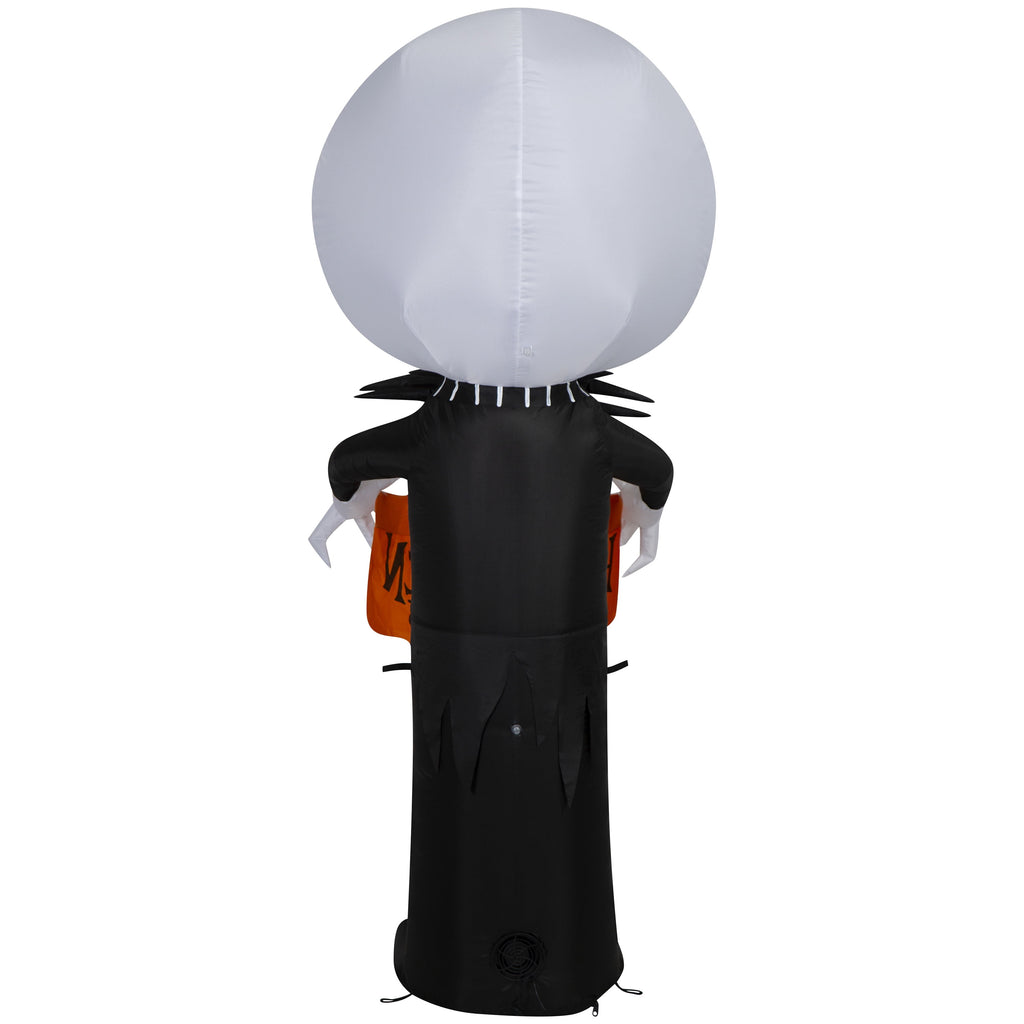 Airblown Halloween Yard Inflatables Light Jack Skellington with Welcome to Halloween Town Sign Disney, 5 ft