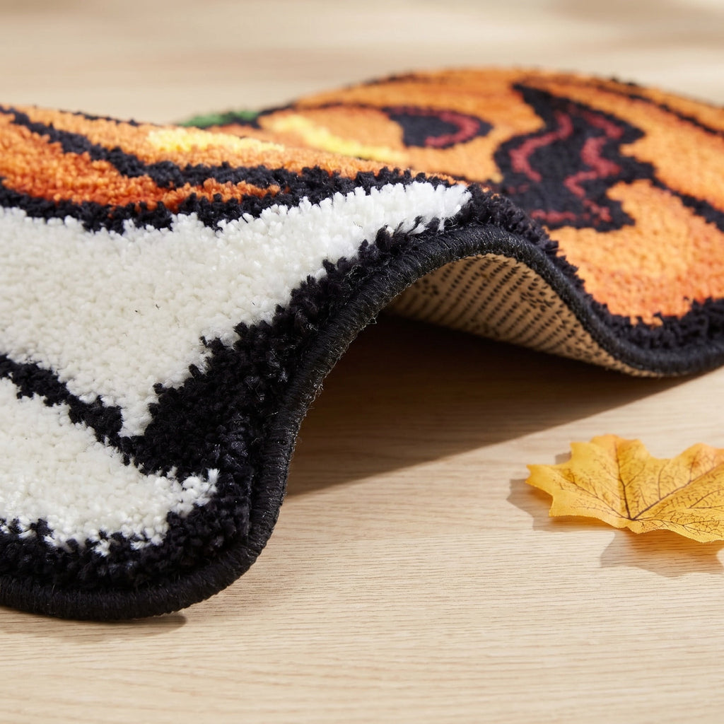 Halloween Door Mat Pumpkin Shaped Non-Absorbent Skidproof Mat 15.75x23.62in Polyester Skidproof & Weather Resistant for Front Door Porch Indoor Outdoor Halloween Door Mat by MPOISVA