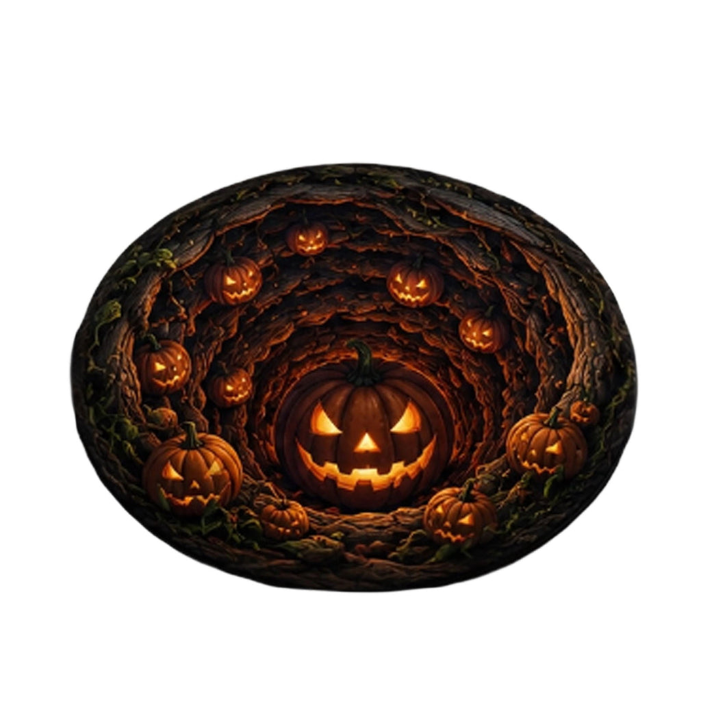 Win s Way 3D Illusion Round Halloween Rug Optical Illusion Doormat Non- Washable Entryway Decor Spooky Fall Front Door Mat for Party Decoration Available in 15.8/23.6/31.5 Inch