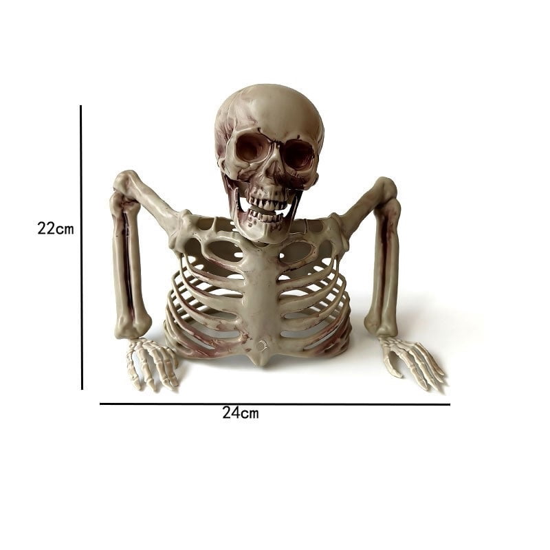 Halloween Ground Breaker Plastic Half Body Skeleton Decor Outdoor Yard Lawn, 8.66 × 9.45 in