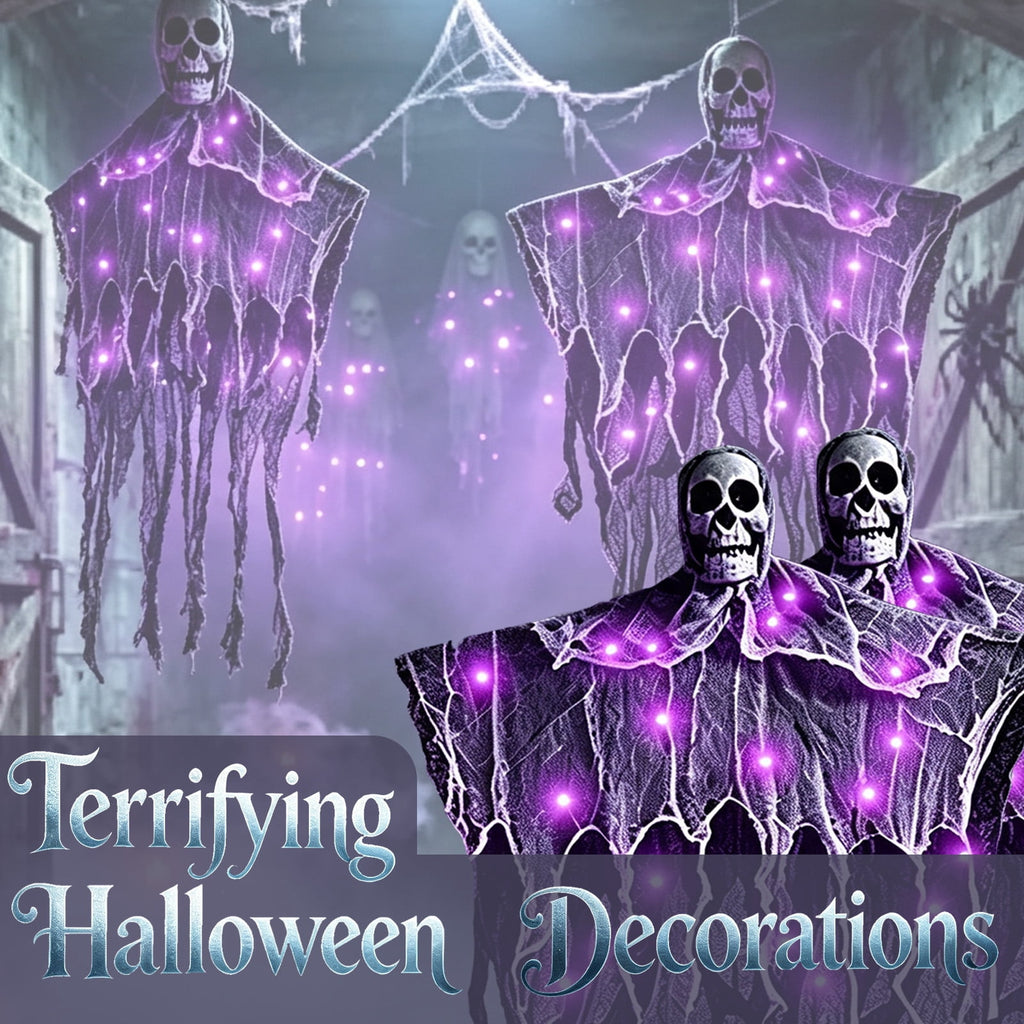 AGCAN 4 Packs Posable Halloween Hanging Skeleton Decoration, 16 Inch Halloween Decorations with Movable Joints for Graveyard Haunted House Props Decor Indoor Outdoor